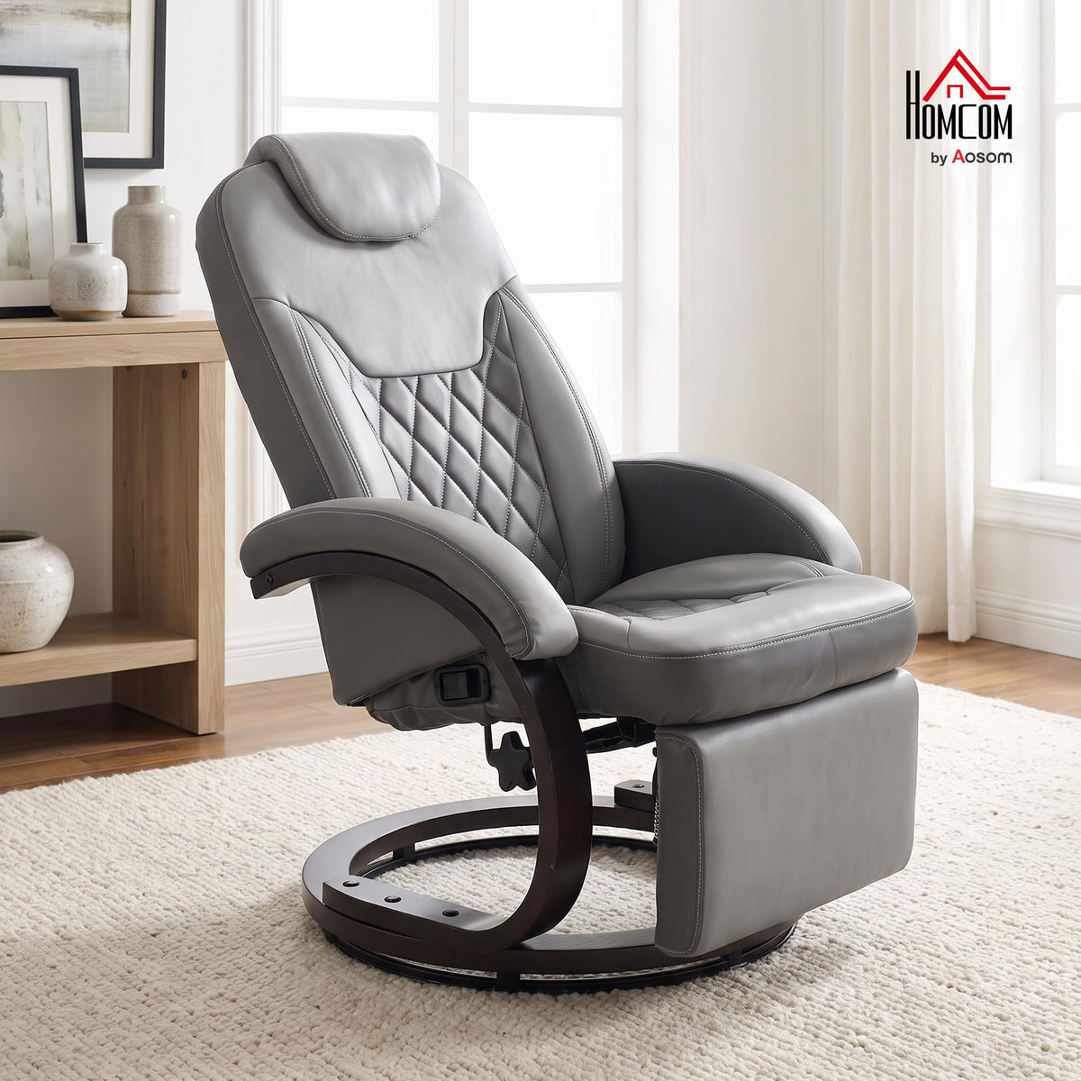 Gray Manual Recliner Chair with Footrest R791