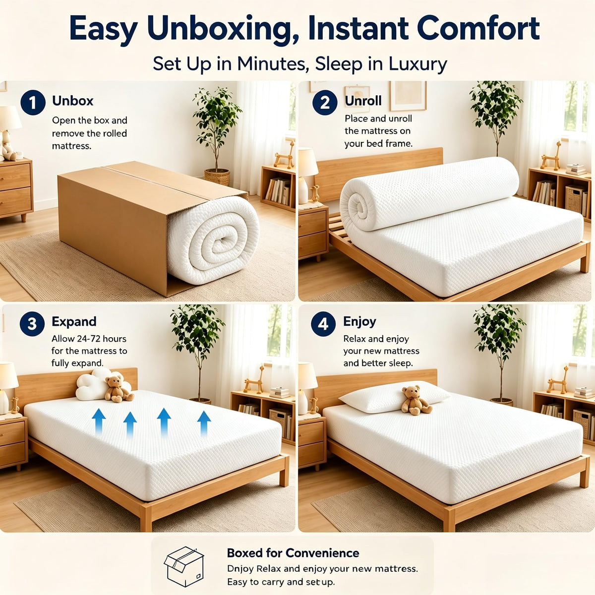 5 Inch Twin Size White Gel Memory Foam J24070