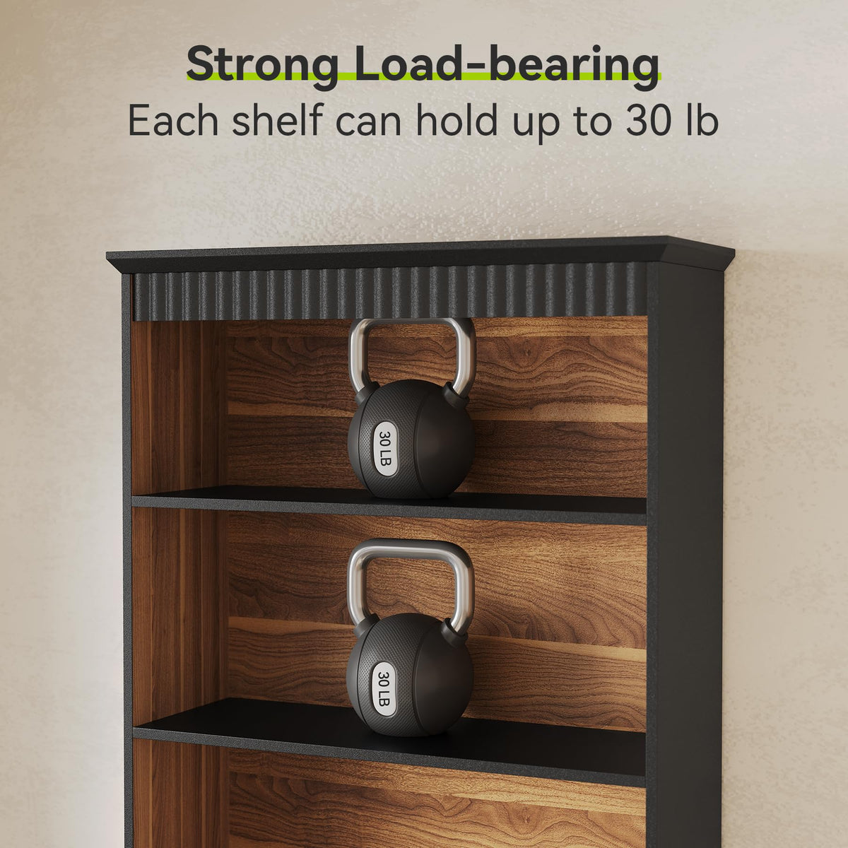 72" Tall Black 5-Tier Bookcase with 2 Drawers S53761
