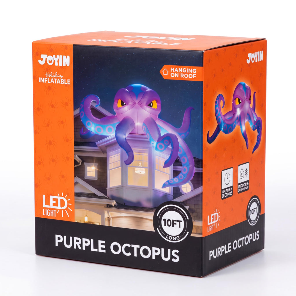 10FT Inflatable Octopus Decoration with Built-in LED Lights W937839