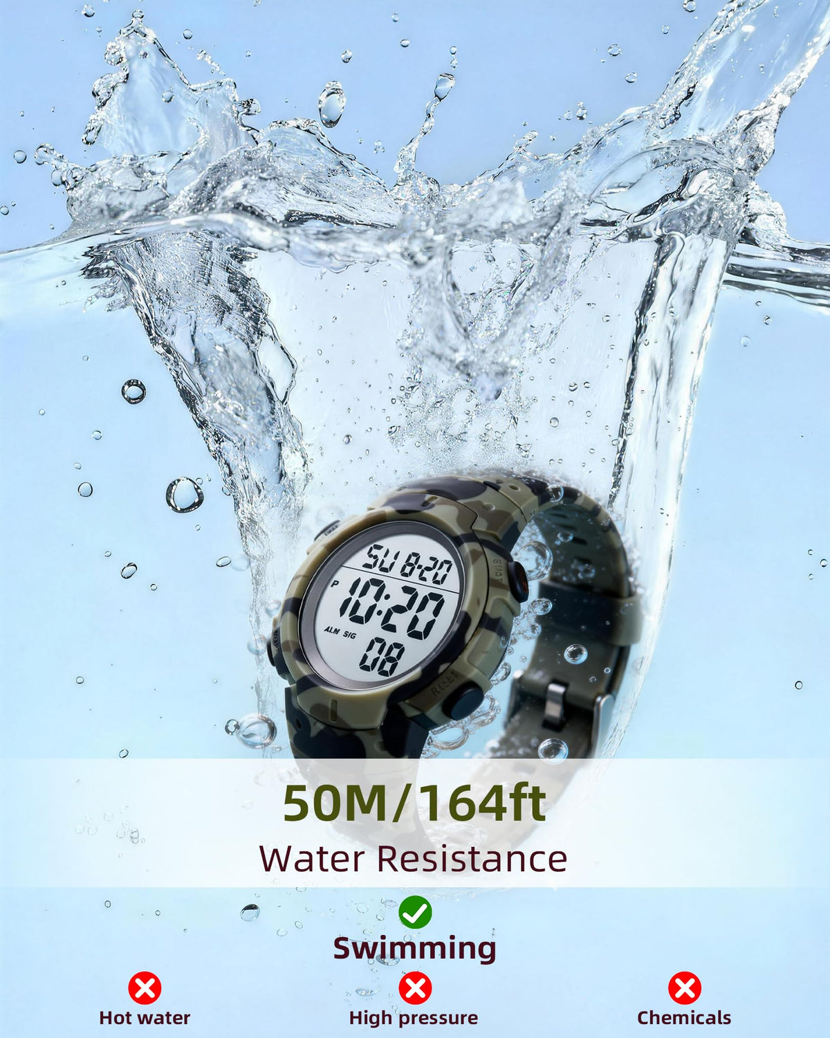 Digital Watch Mens Waterproof Sport Wristwatch Z54631