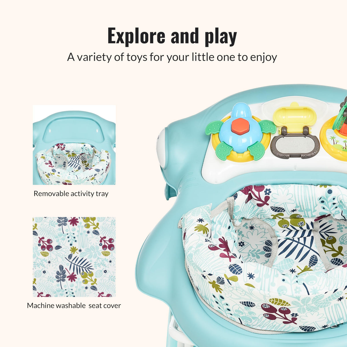 2-in-1 Foldable Baby Walker with Adjustable Height Z4814