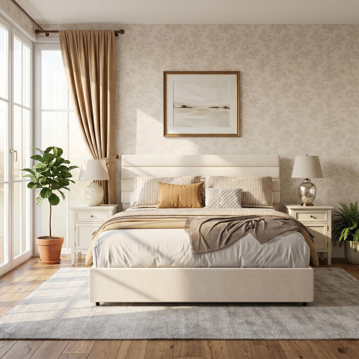 Queen Size Velvet Upholstered Storage Bed with 4 Drawers E4237