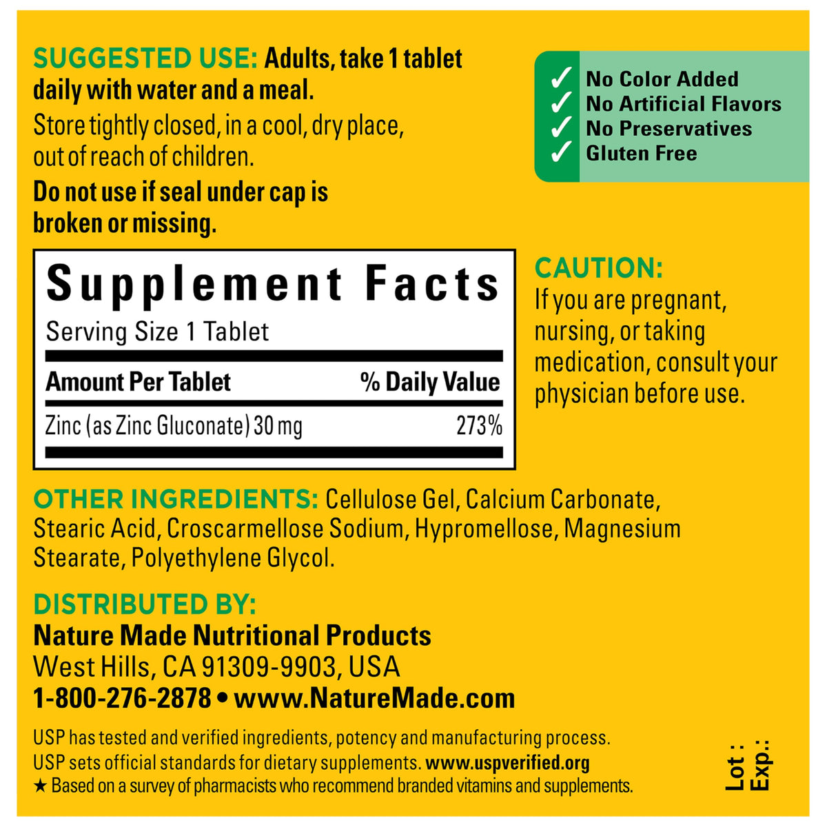 Zinc 30 mg 100 Tablets E906
