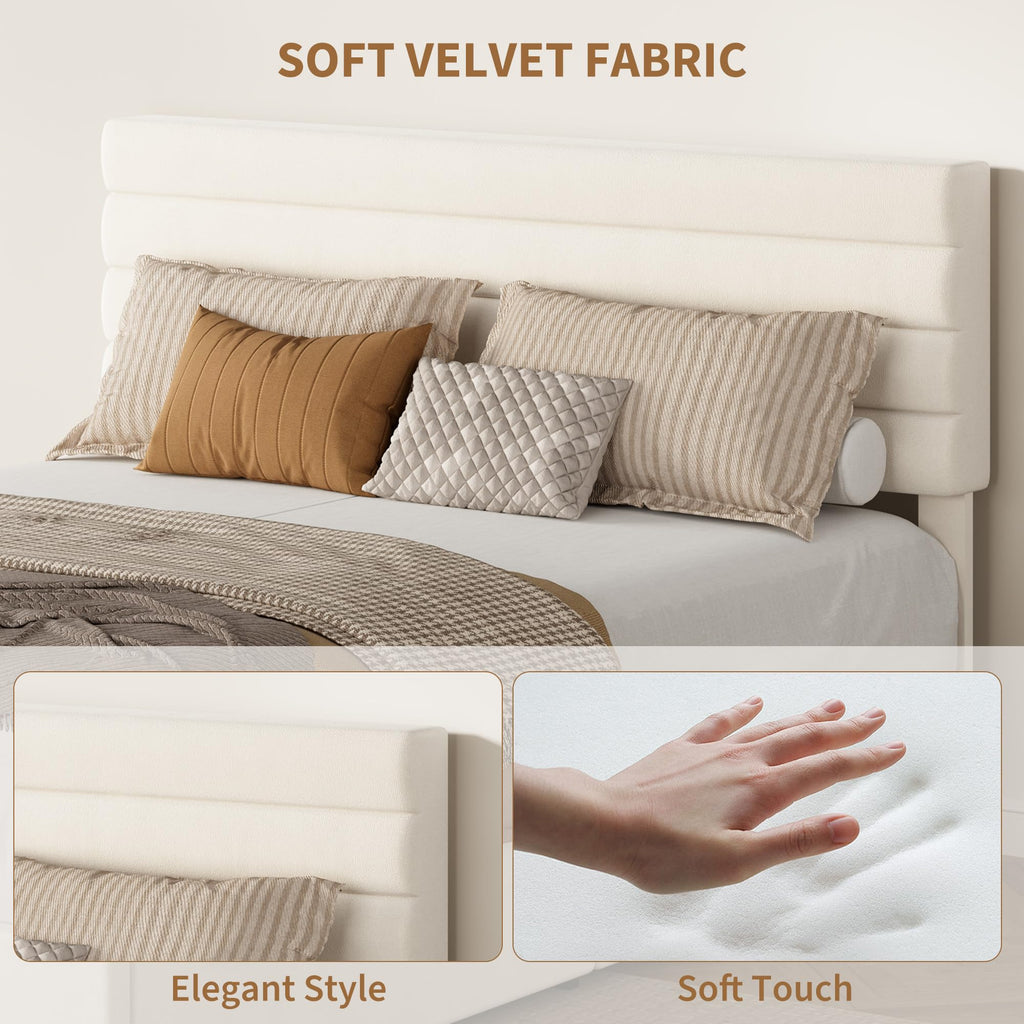 Queen Size Velvet Upholstered Storage Bed with 4 Drawers E4237