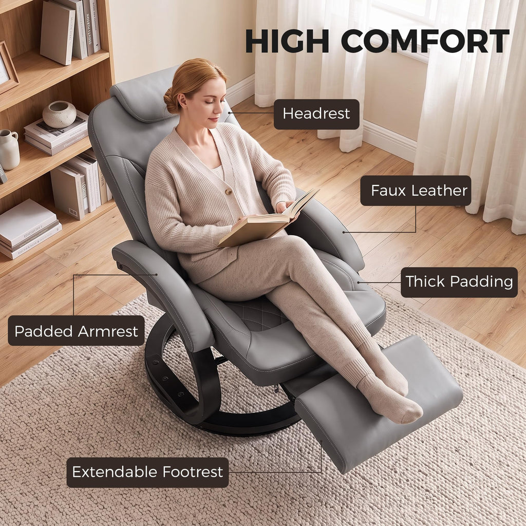 Gray Manual Recliner Chair with Footrest R791