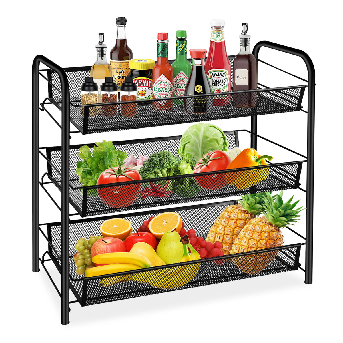 3 Tier Rectangular Metal Fruit Basket S81192