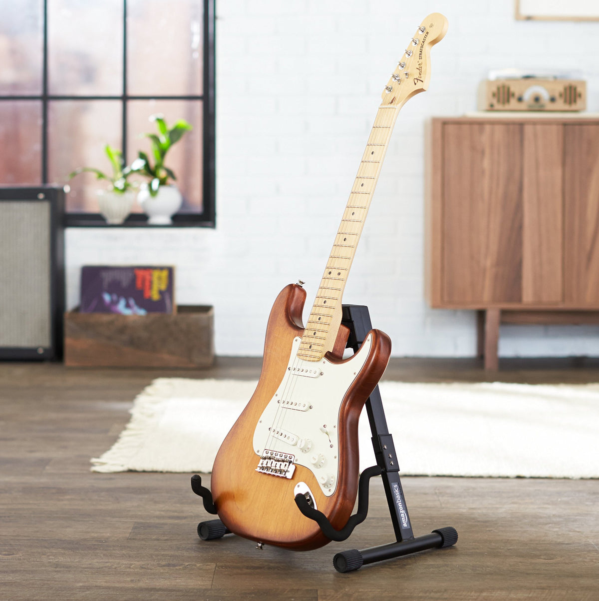 Adjustable Folding Guitar Stand with Padded Foam, Black H897925