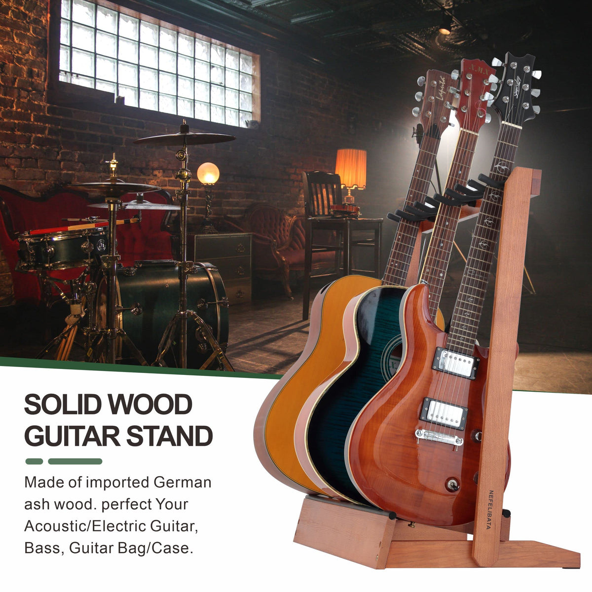 5 Holders Wooden Guitar Stand Floor Rack B506