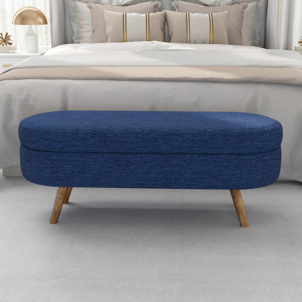 Oval Storage Bench with Rubber Wood Legs D657035