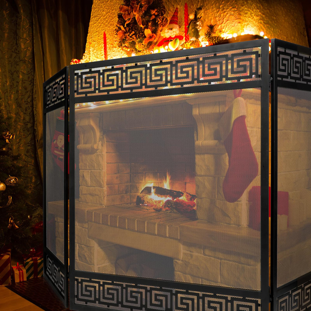 50"x32" 3 Panel Steel Fireplace Screen W82844