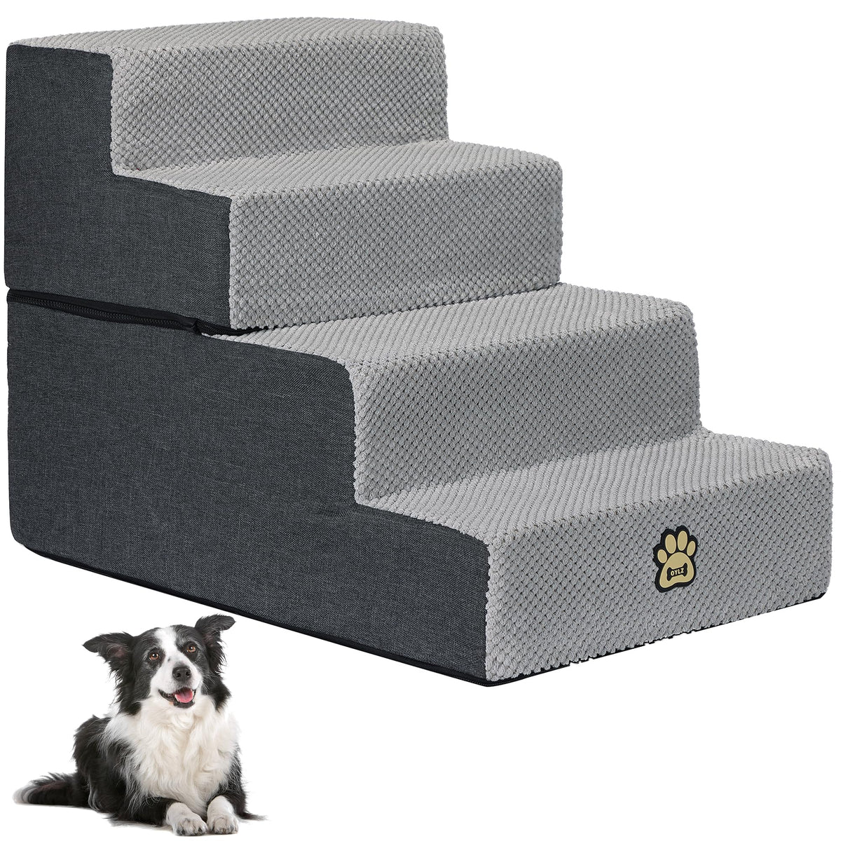 4-Step Foam Dog Stairs, 18-Inch, Gray X2272