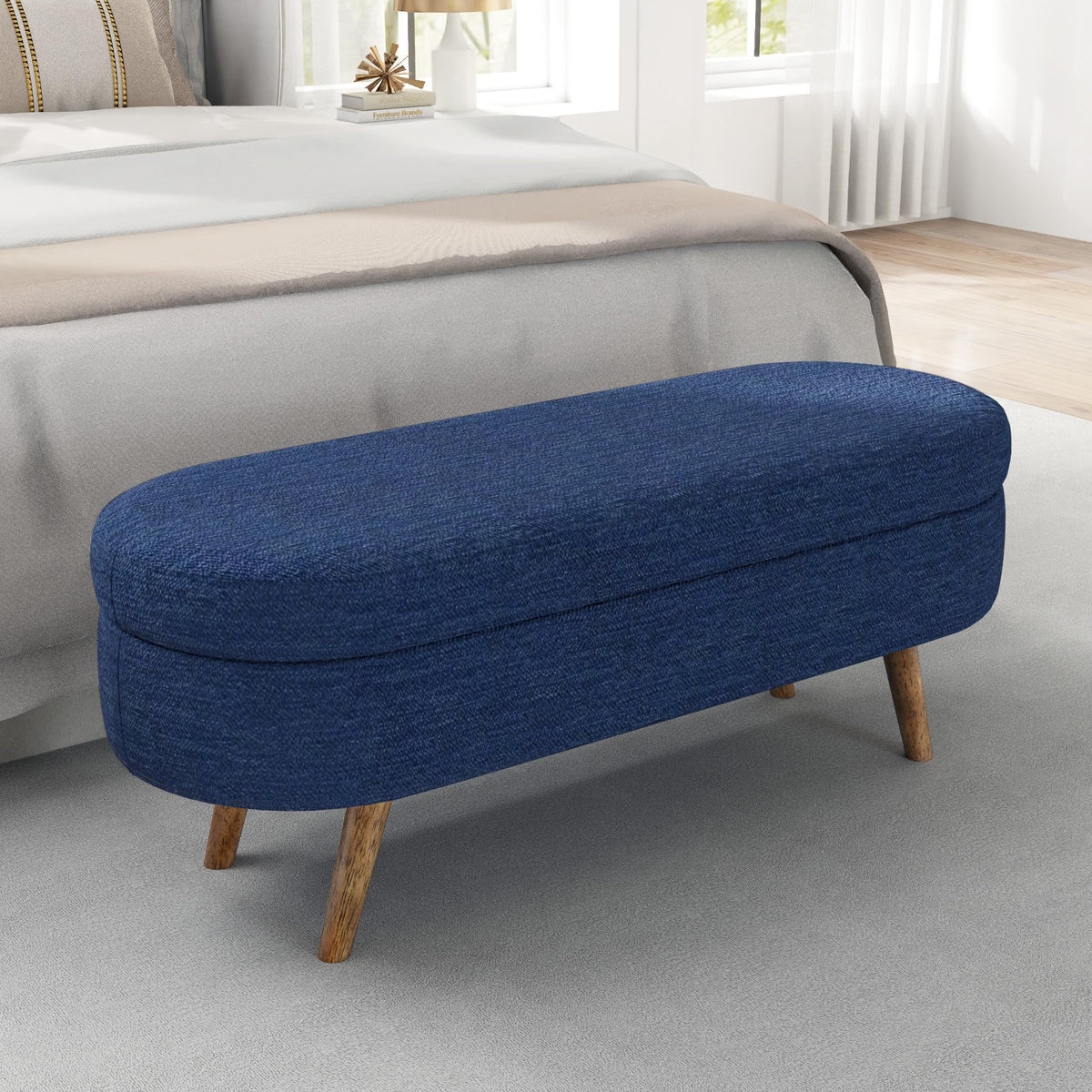 Oval Storage Bench with Rubber Wood Legs D657035