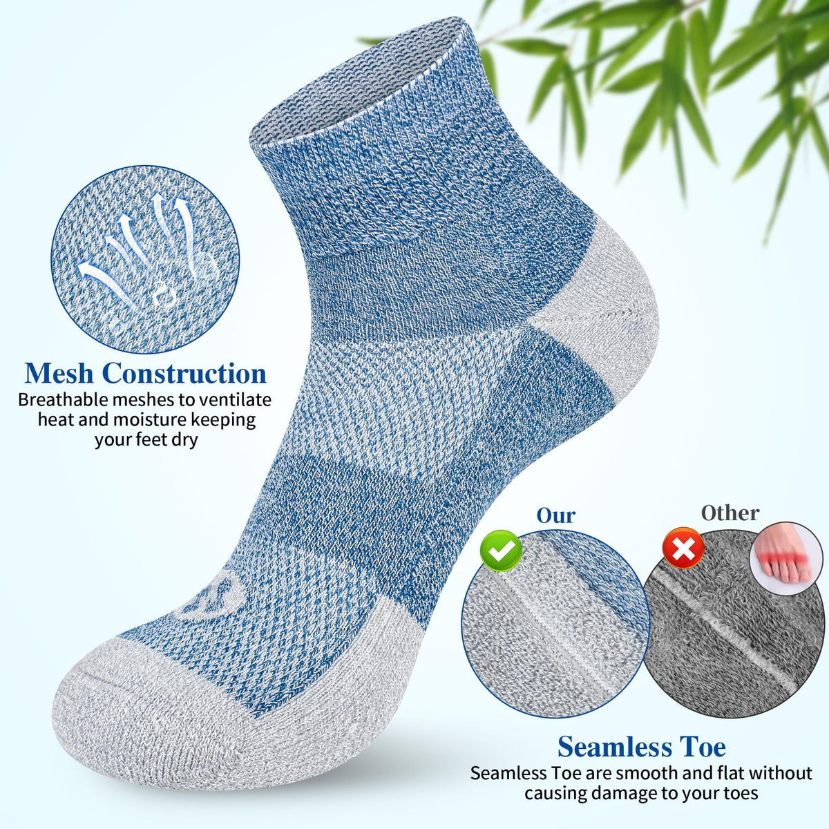 6 Pairs Ankle & 4 Pairs Low Cut Diabetic Socks P445