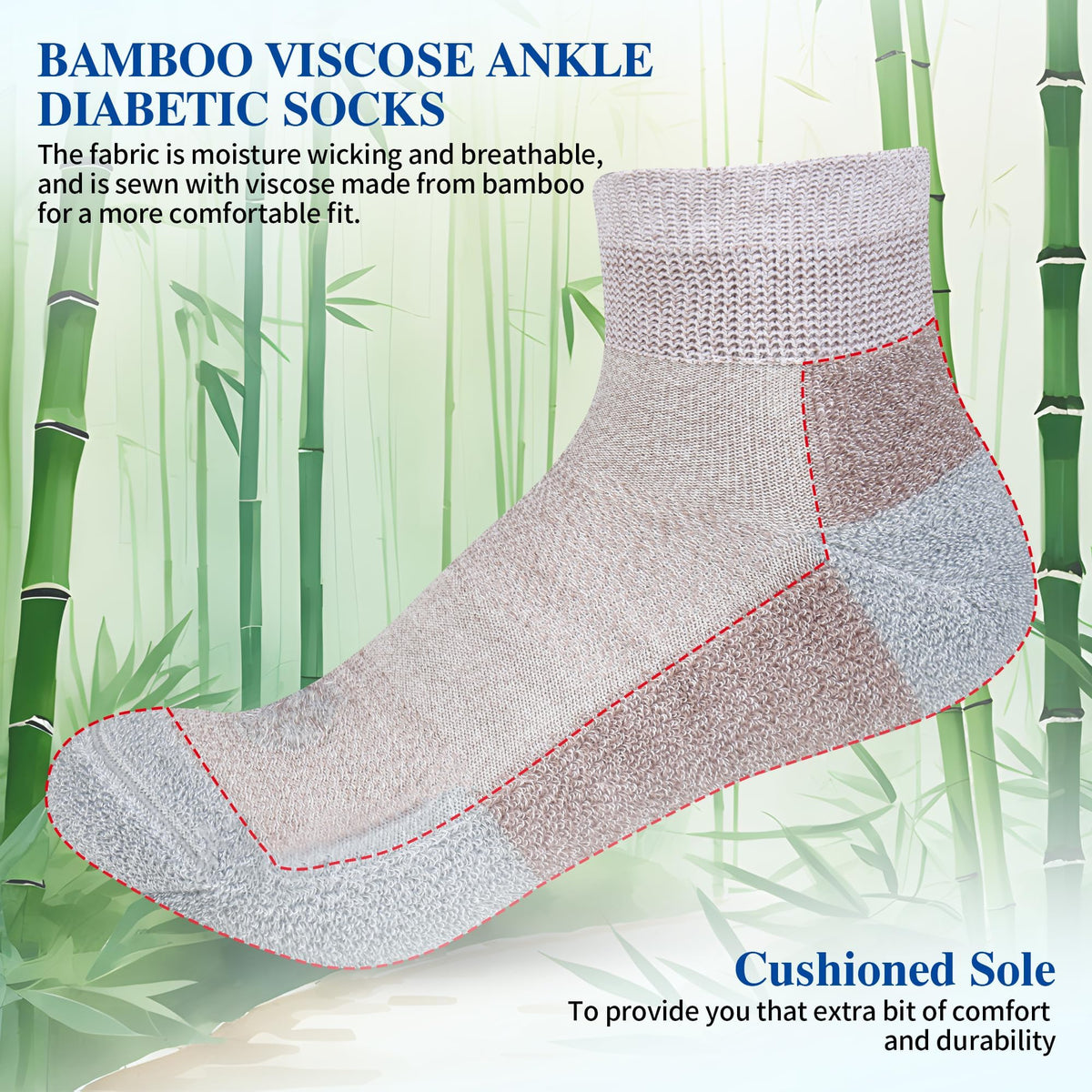6 Pairs Ankle & 4 Pairs Low Cut Diabetic Socks P445