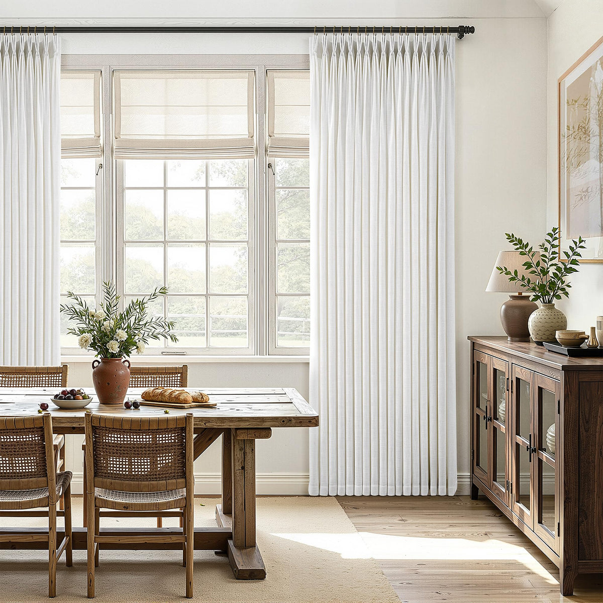 60 Inch Extra Wide Pinch Pleated Linen Curtains 90 Inch Length H2660