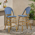 Teal Blue Rattan Counter Height Bar Stools Set of 2 C7858