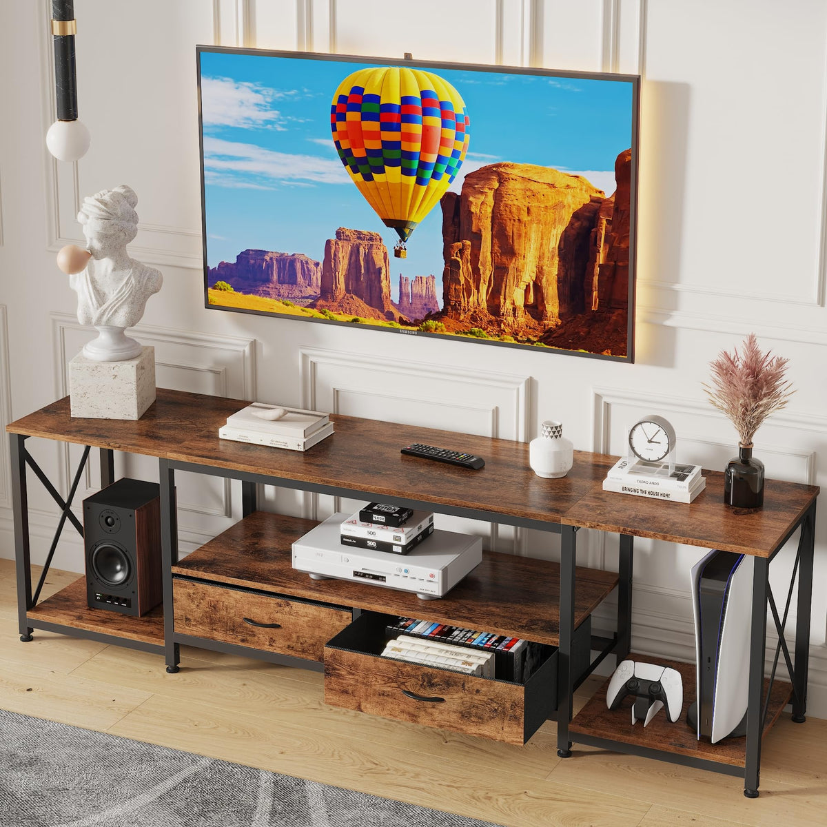Fabric Drawers TV Stand for 65 70 75 Inches TV H414