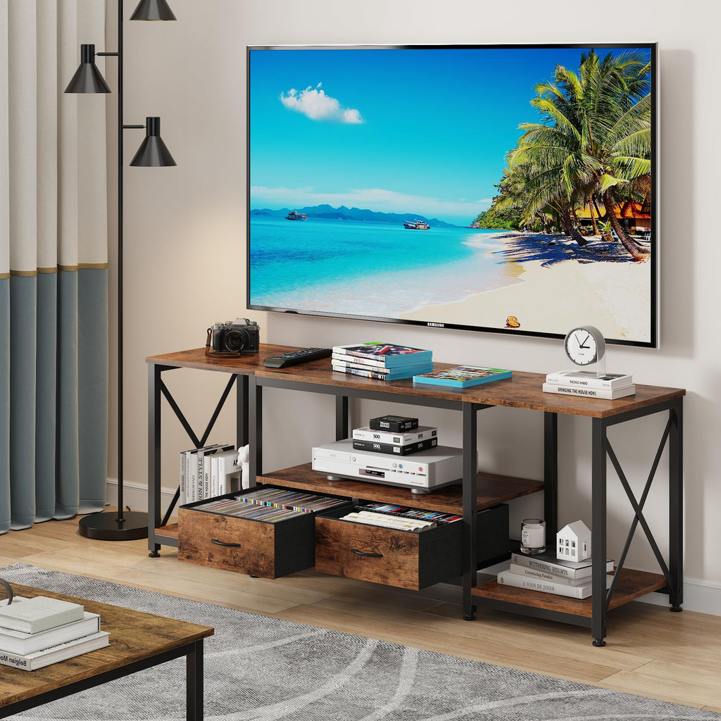 Fabric Drawers TV Stand for 65 70 75 Inches TV H414