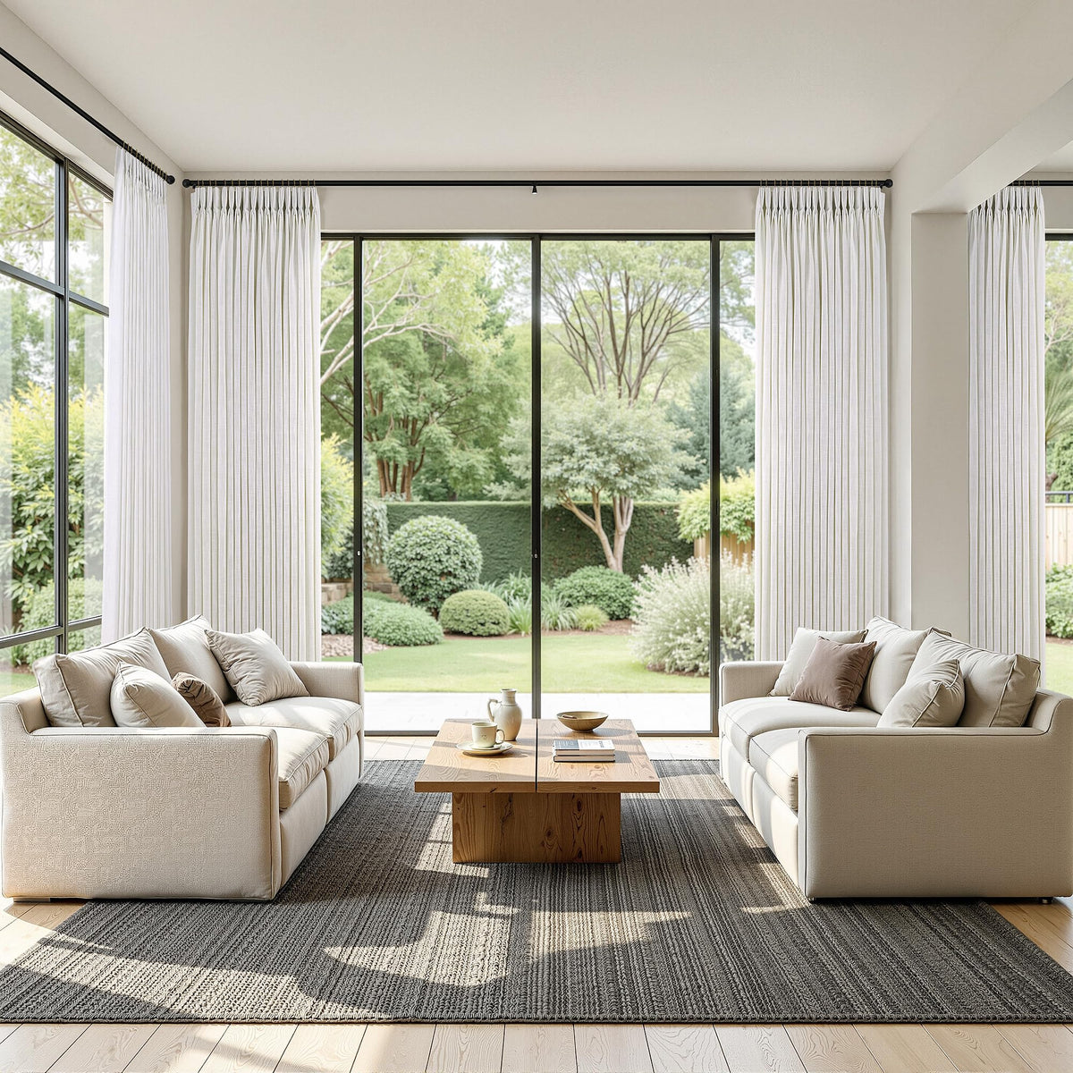 60 Inch Extra Wide Pinch Pleated Linen Curtains 90 Inch Length H2660