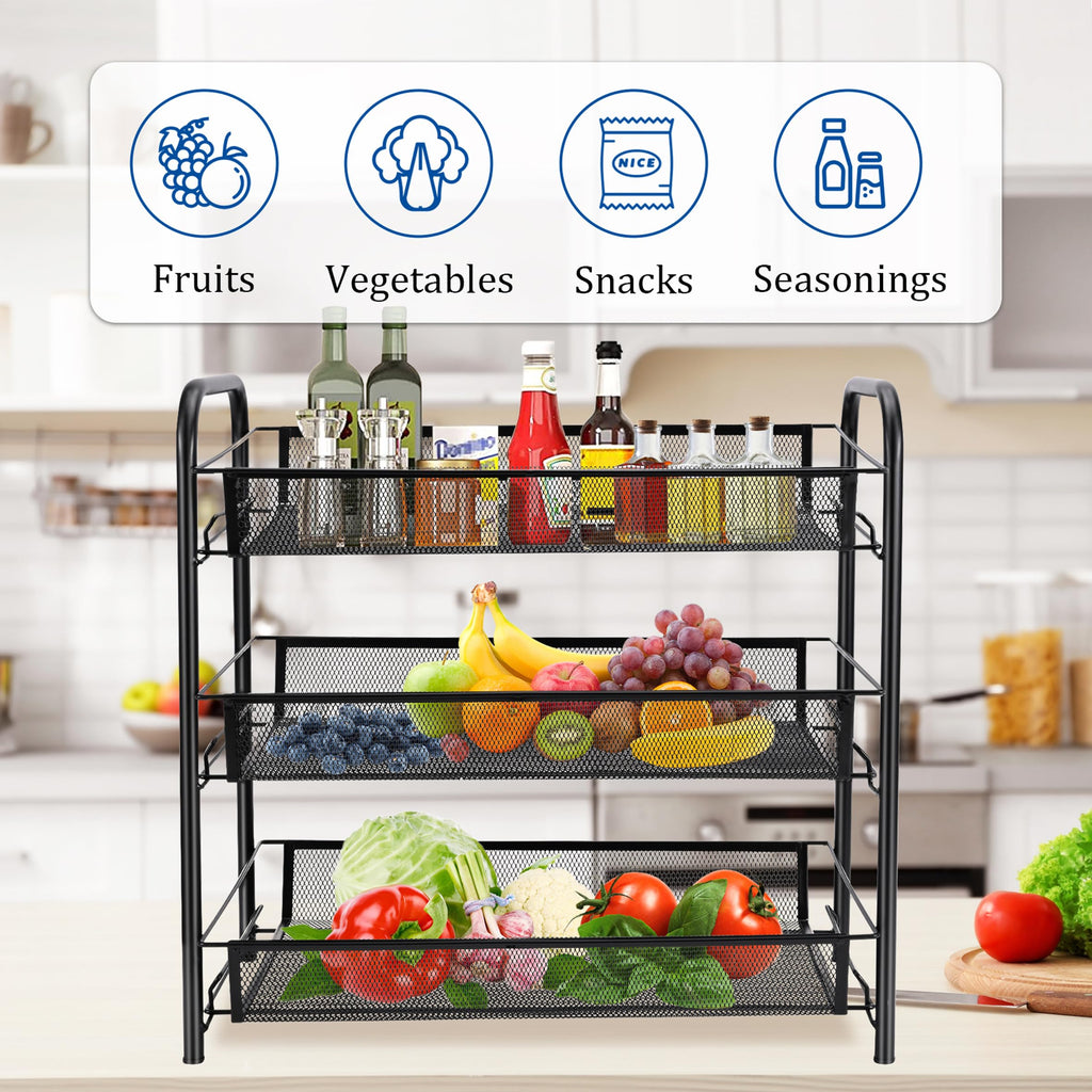 3 Tier Rectangular Metal Fruit Basket S81192